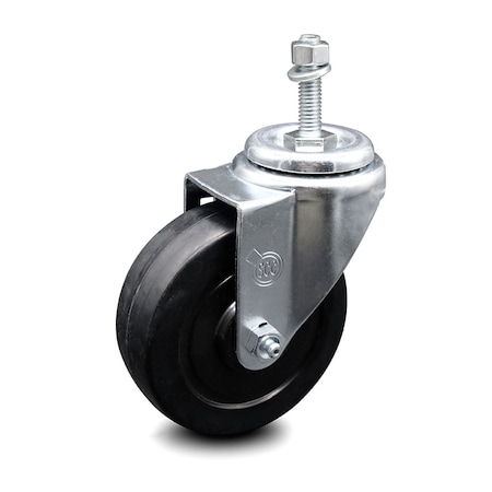 Service Caster 4 Inch Soft Rubber Wheel Swivel 10mm Threaded Stem Caster SCC-TS20S414-SRS-M1015